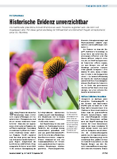 Vorschauseite 1: Phytopharmaka: Historische Evidenz unverzichtbar