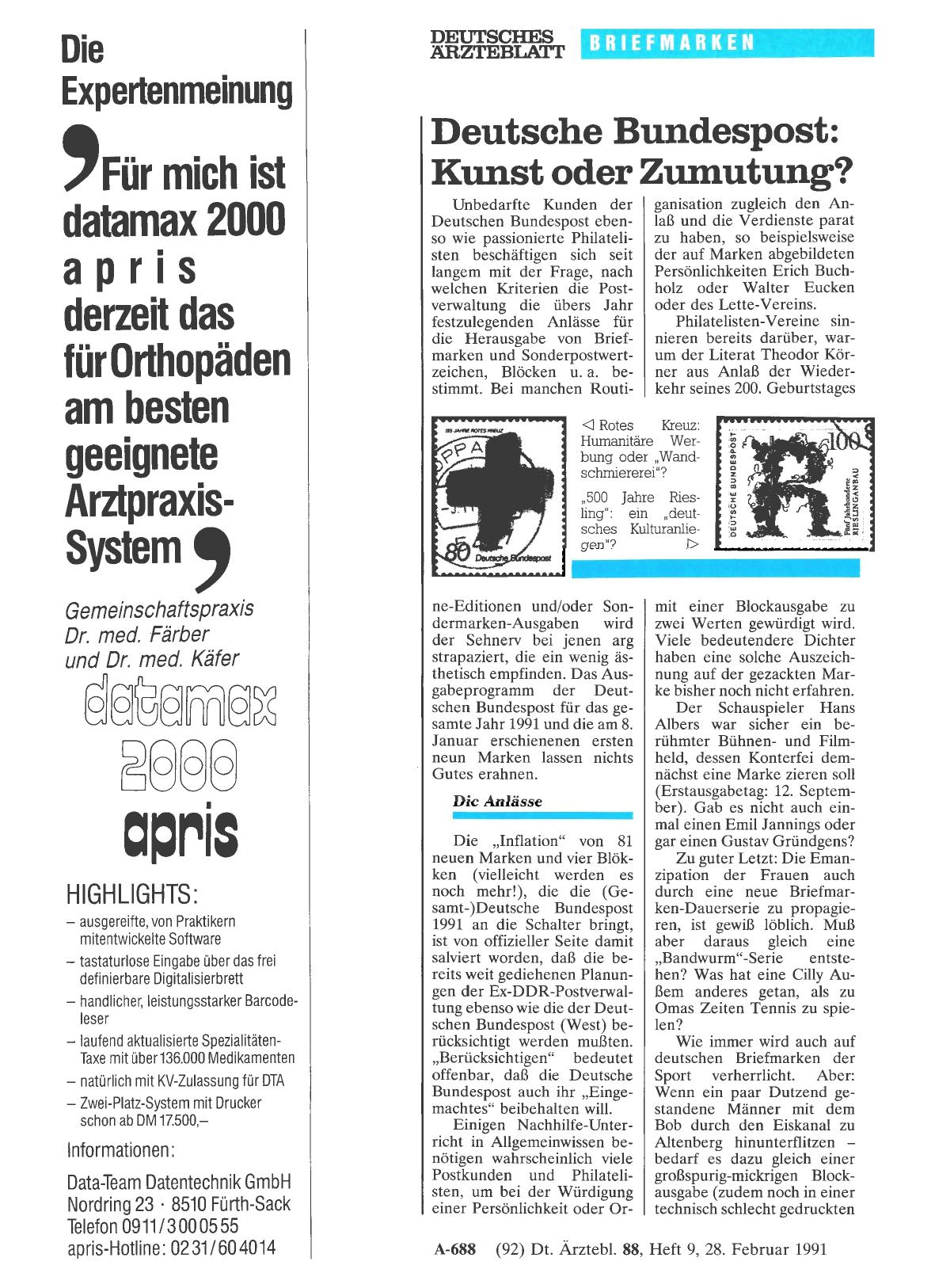 Vorschauseite 1: Deutsche Bundespost: Kunst oder Zumutung?