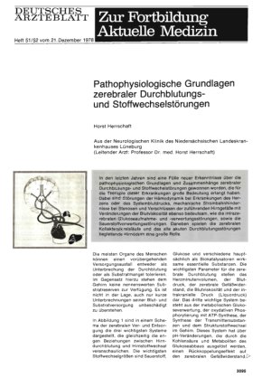 Vorschauseite 1: Pathophysiologische Grundlagen zerebraler Durchblutungsund Stoffwechselstörungen