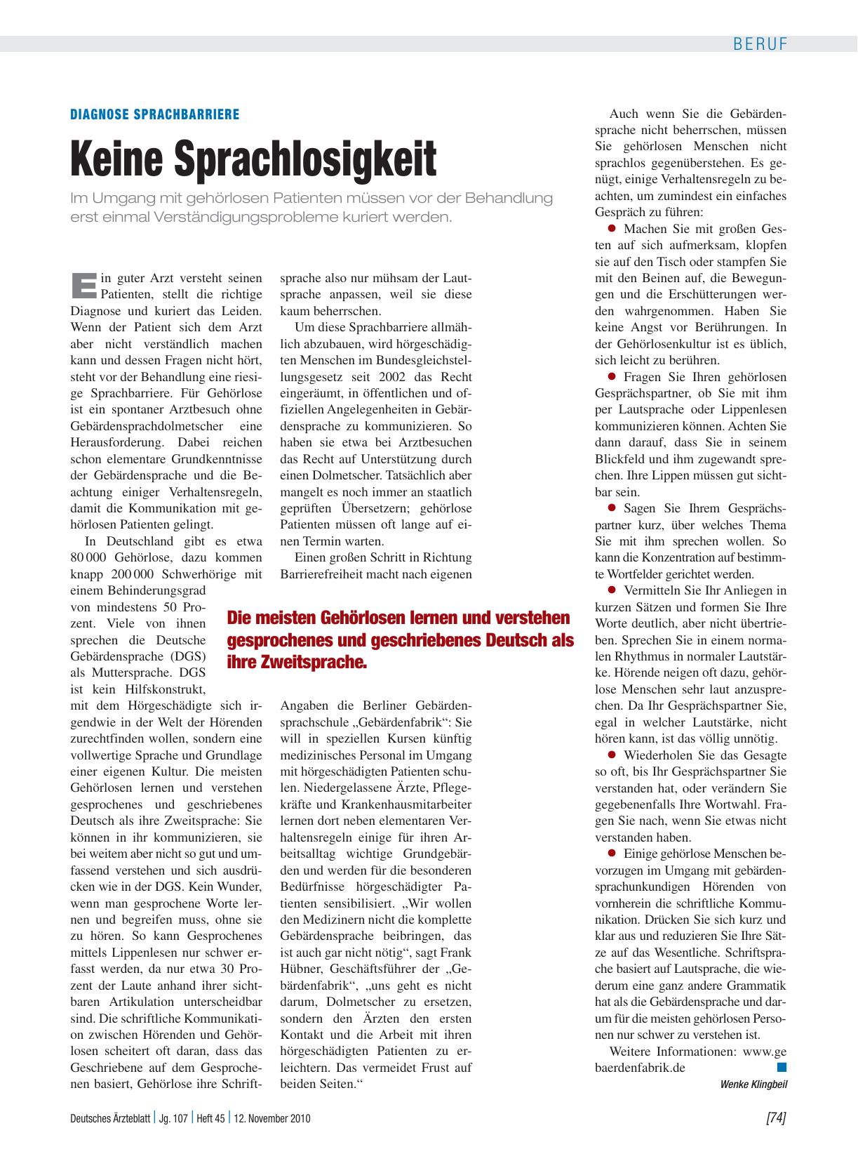 Vorschauseite 1: Diagnose Sprachbarriere: Keine Sprachlosigkeit
