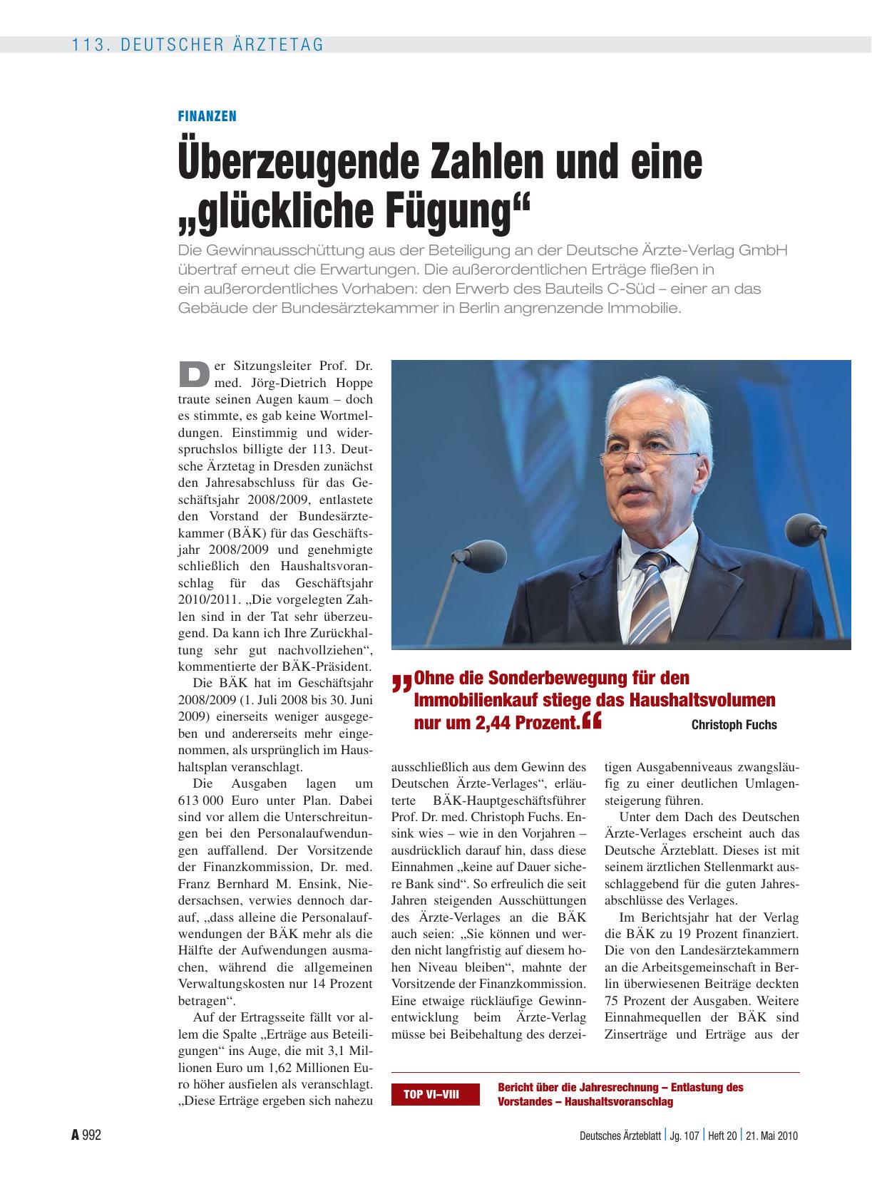 Vorschauseite 1: Finanzen: Überzeugende Zahlen und eine „glückliche Fügung“