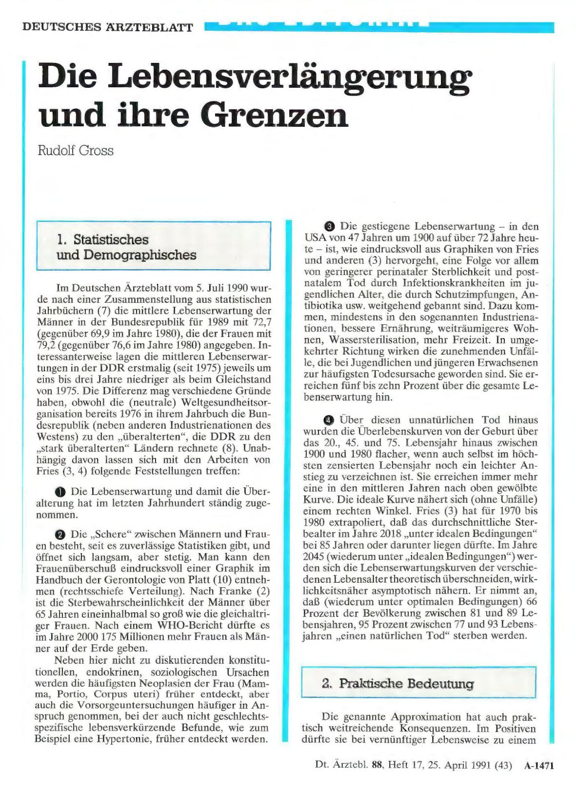 Vorschauseite 1: Die Lebensverlängerung und ihre Grenzen