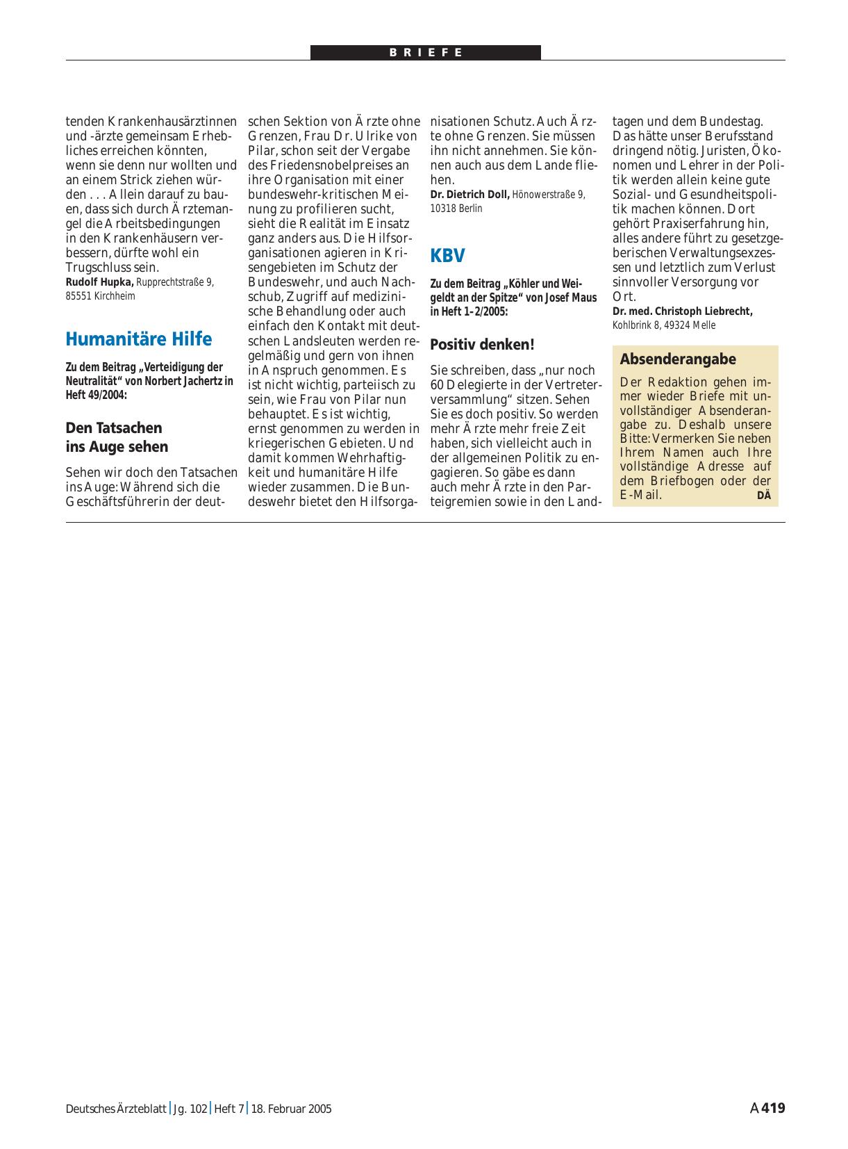 Vorschauseite 1: Absenderangabe