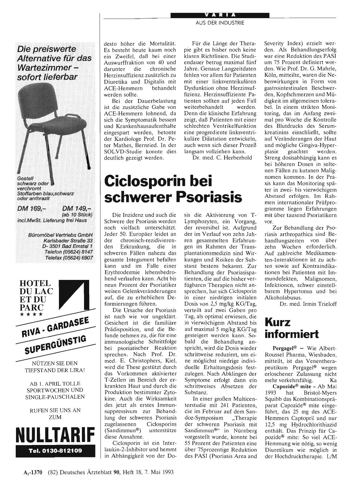 Vorschauseite 1: Ciclosporin bei schwerer Psoriasis