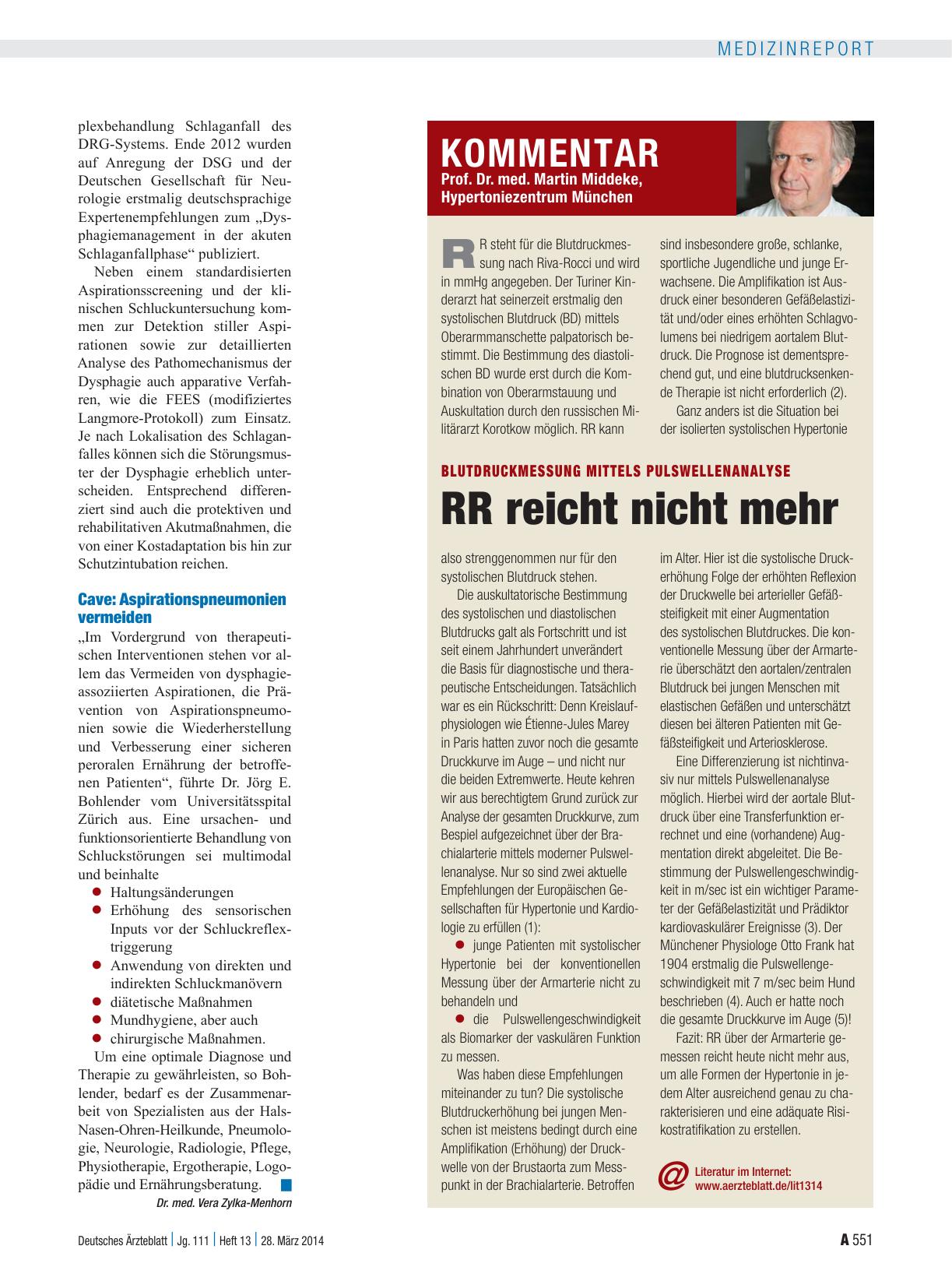 Vorschauseite 1: Blutdruckmessung mittels Pulswellenanalyse: RR reicht nicht mehr