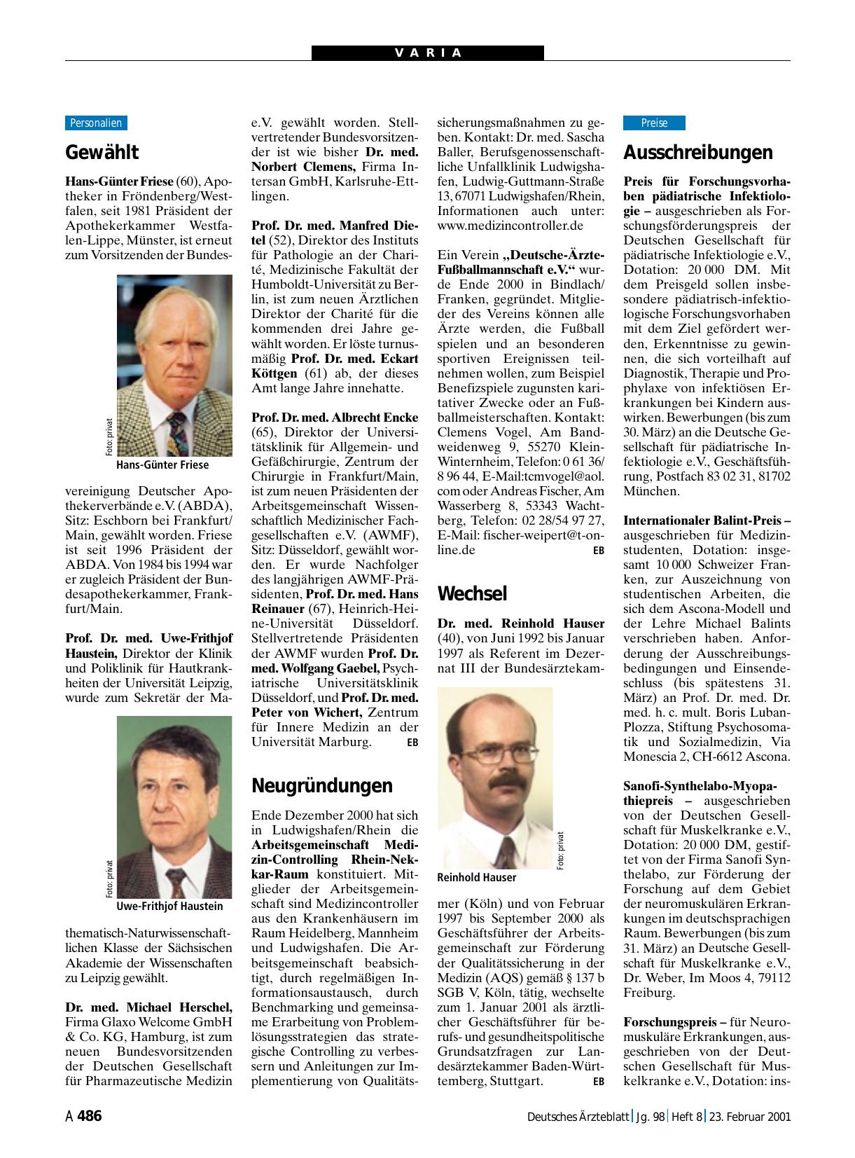 Vorschauseite 1: Ausschreibungen