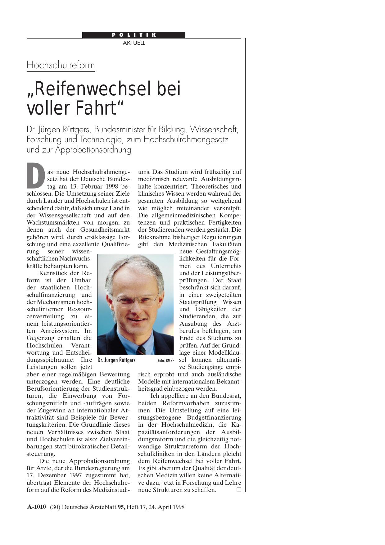 Vorschauseite 1: Hochschulreform: „Reifenwechsel bei oller Fahrt“