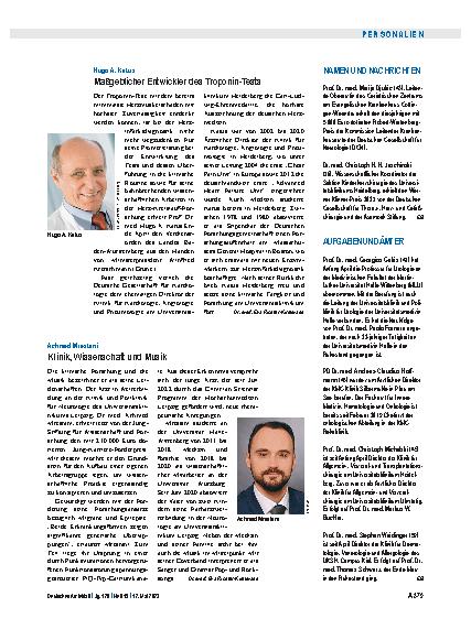 Vorschauseite 1: Hugo A. Katus: Maßgeblicher Entwickler des Troponin-Tests