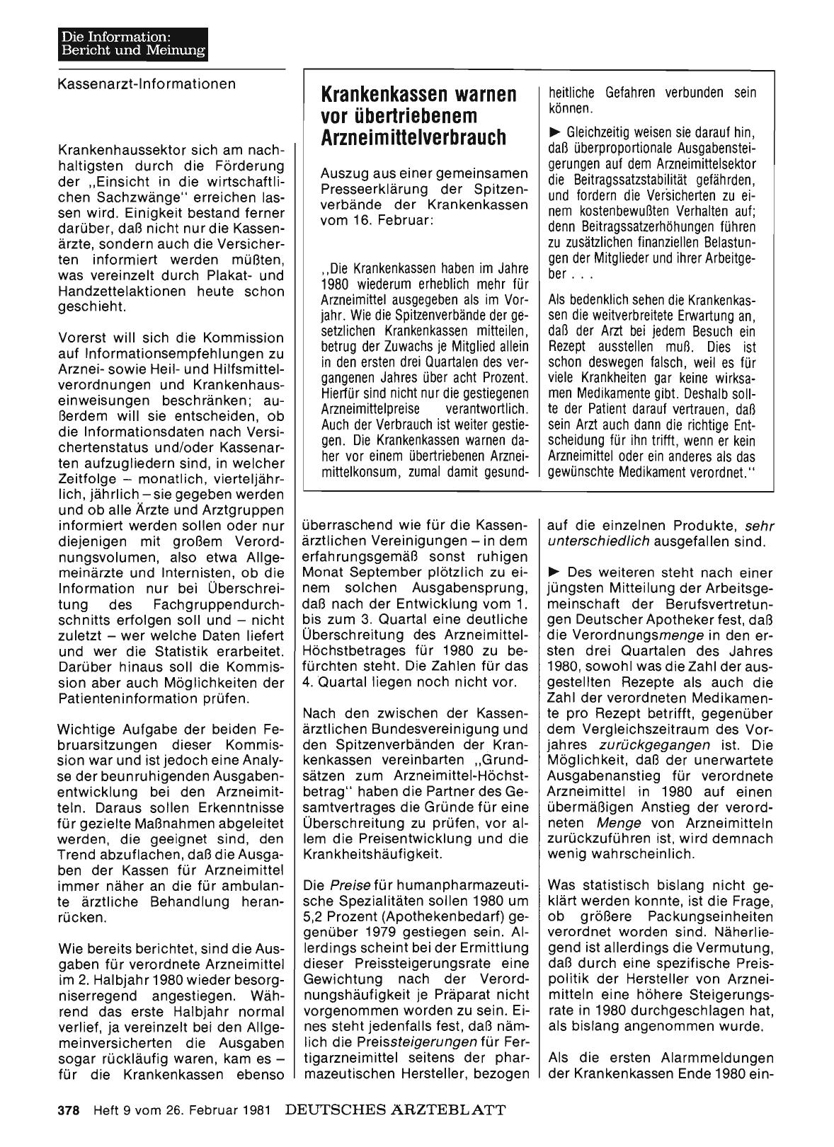 Vorschauseite 1: Krankenkassen warnen vor übertriebenem Arzneimittelverbrauch