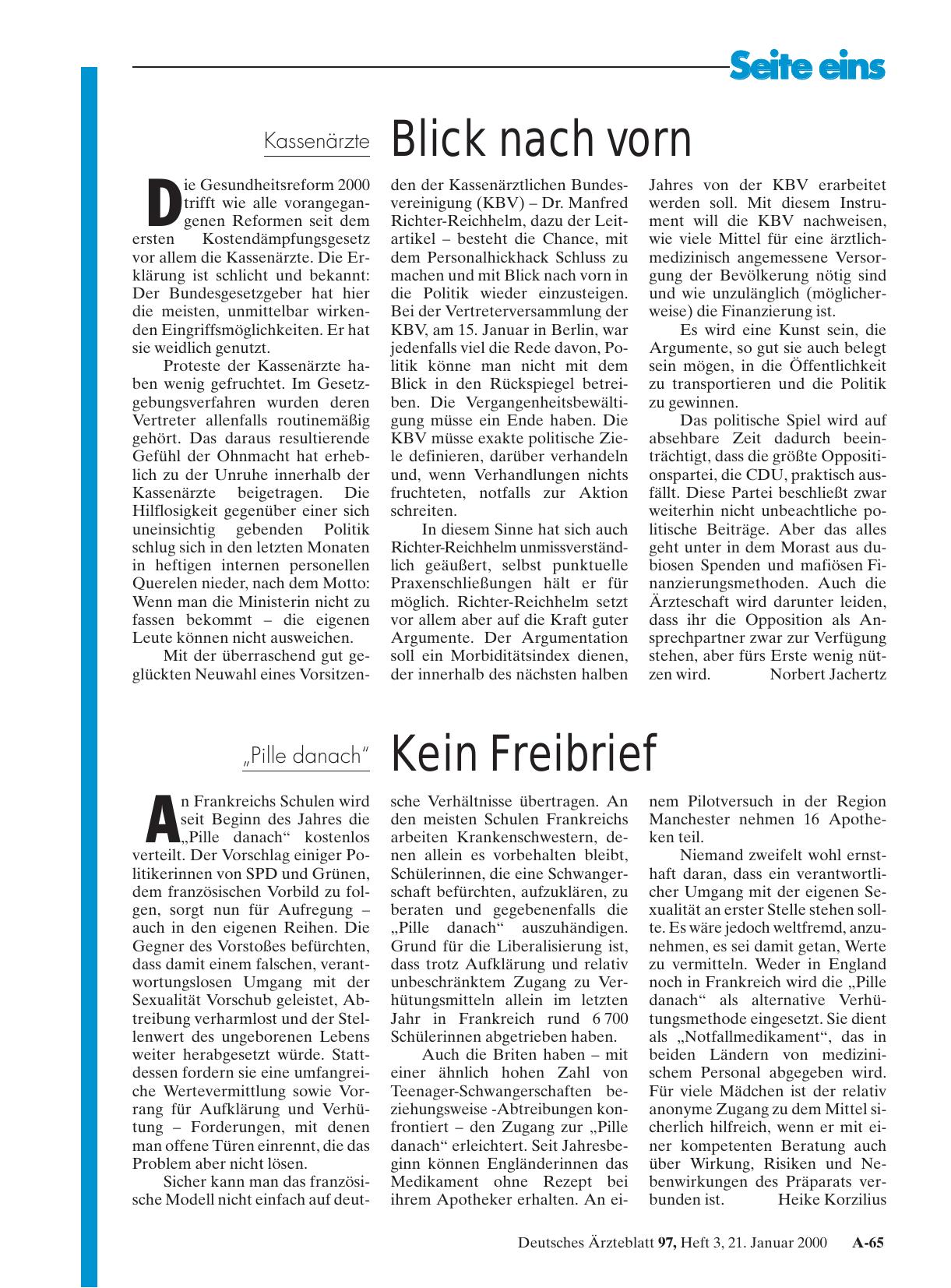 Vorschauseite 1: „Pille danach„: Kein Freibrief