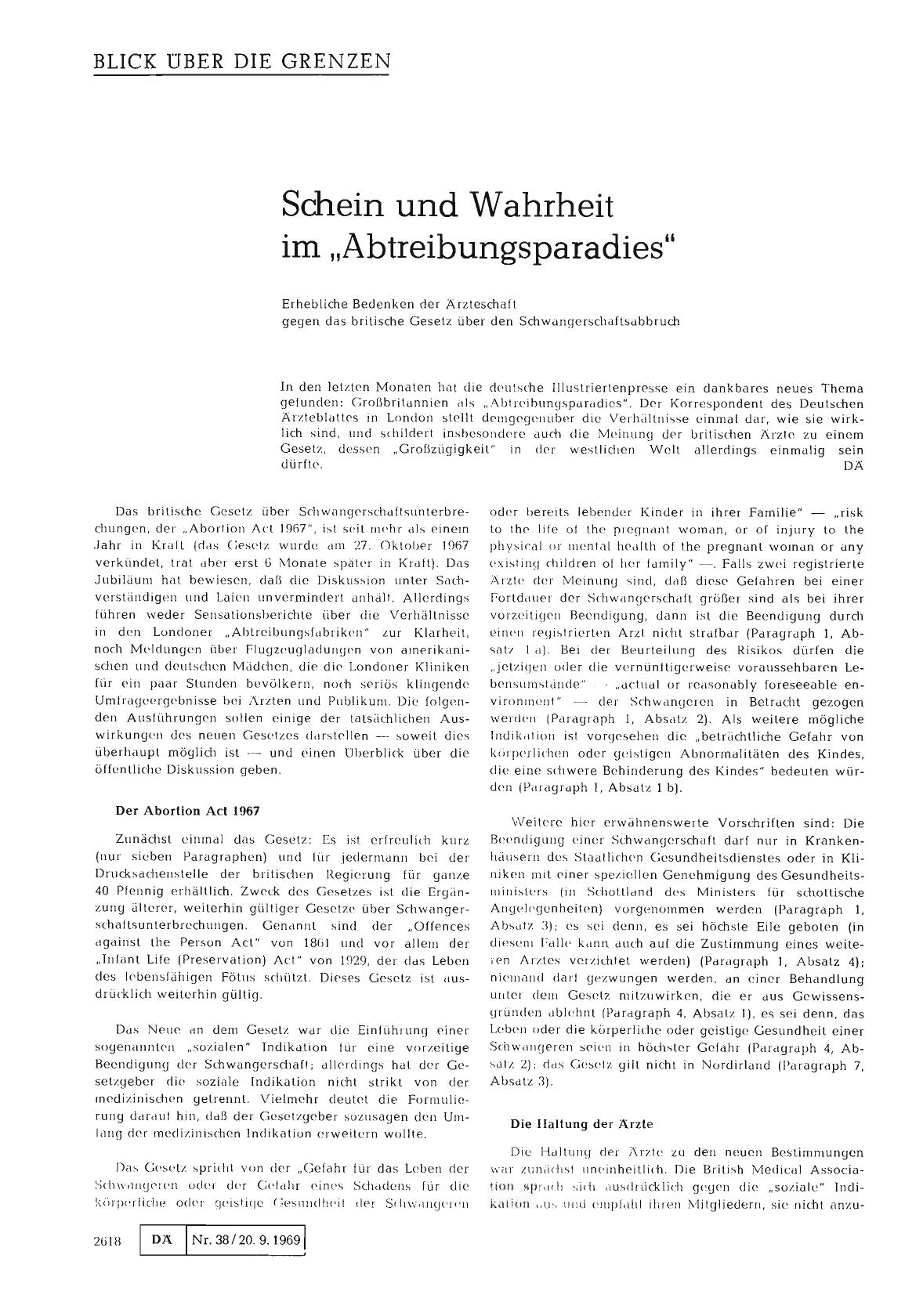 Vorschauseite 1: Schein und Wahrheit im „Abtreibungsparadies"