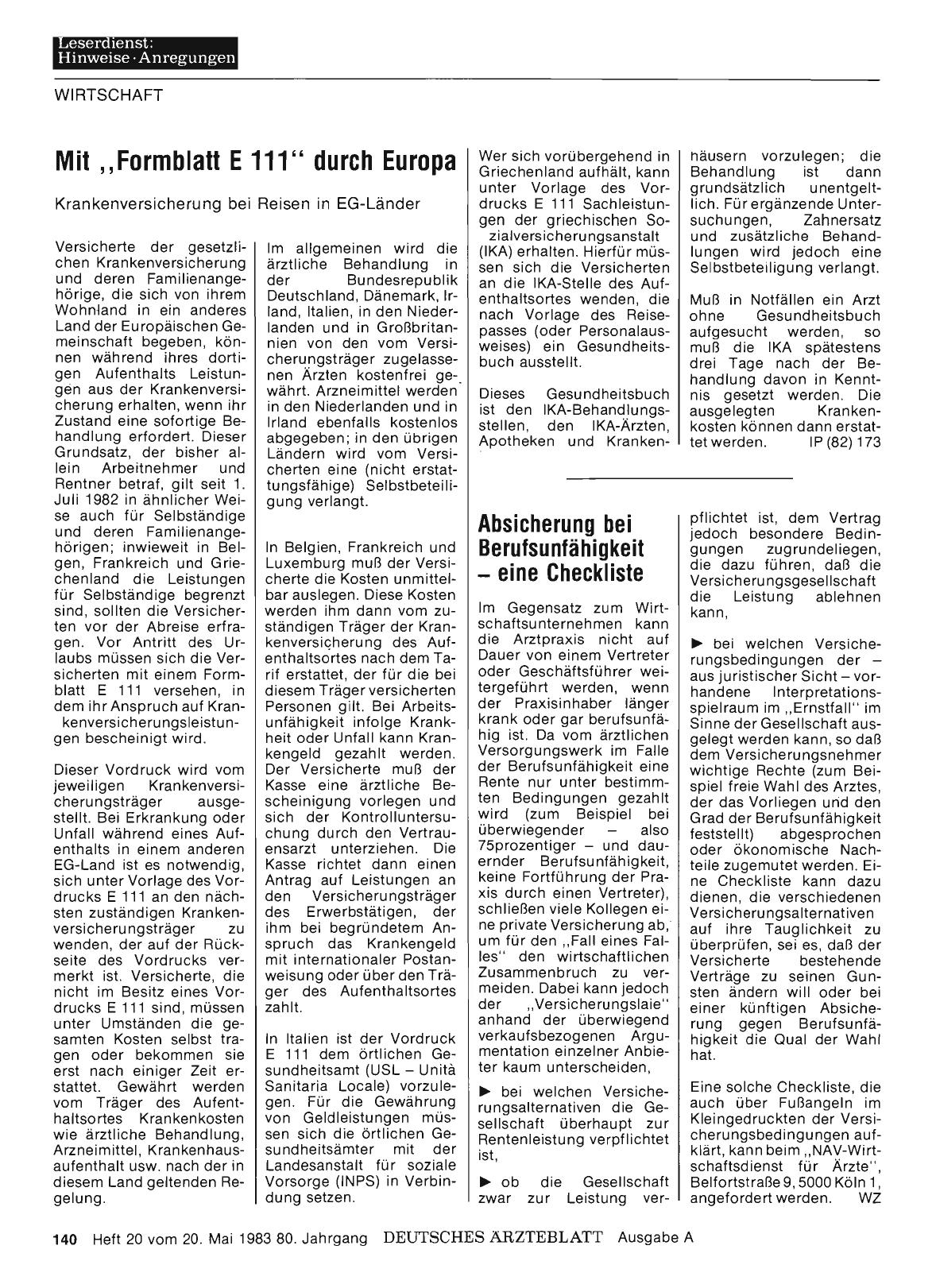 Vorschauseite 1: Mit „Formblatt E 111“ durch Europa