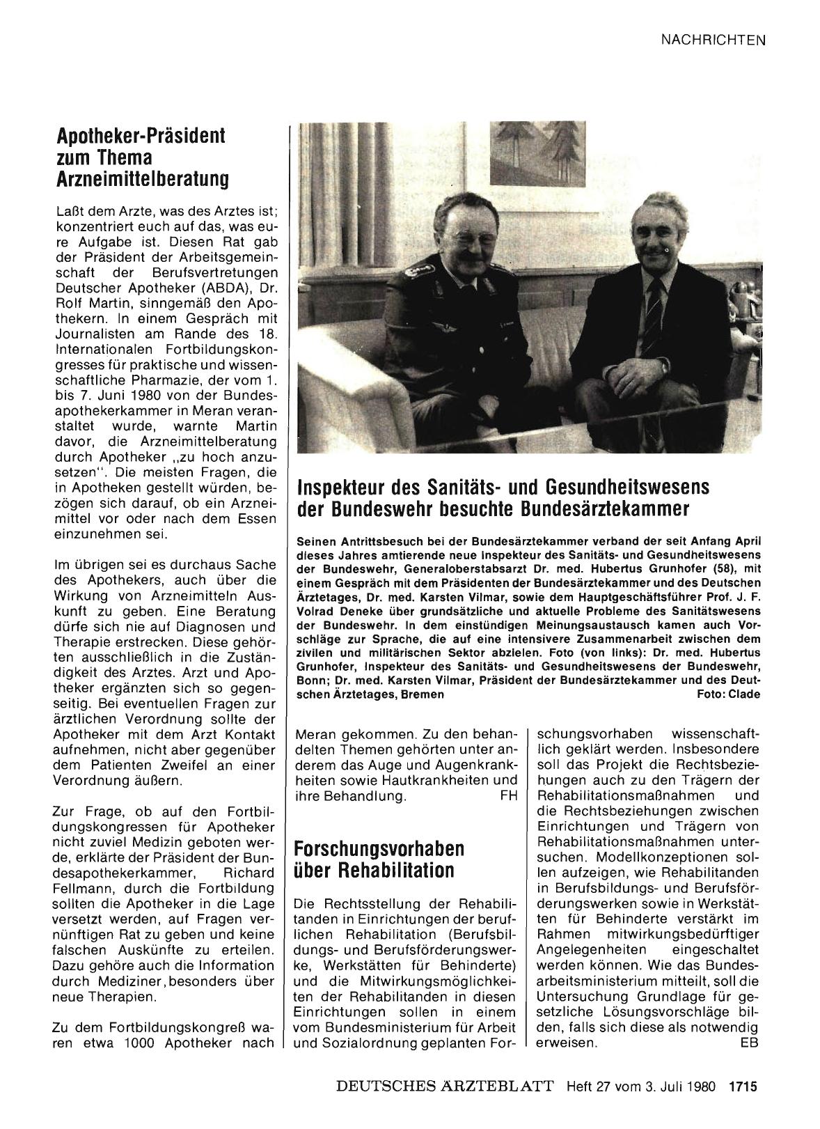 Vorschauseite 1: Apotheker-Präsident zum Thema Arzneimittelberatung