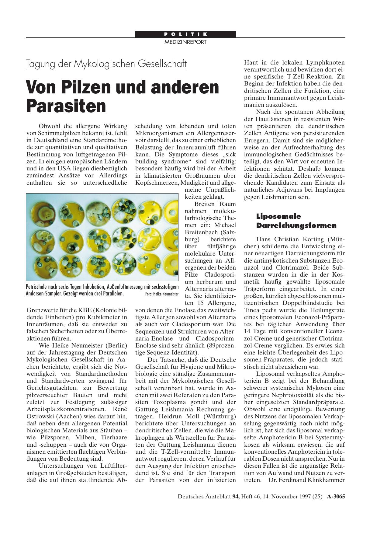 Vorschauseite 1: Tagung der Mykologischen Gesellschaft: Von Pilzen und anderen Parasiten