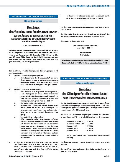 Vorschauseite 1: Beschluss des Gemeinsamen Bundesausschusses über eine Änderung der Mutterschafts-Richtlinien: Regelungen zur Erfüllung der Dokumentationsvorgaben im elektronischen Mutterpass