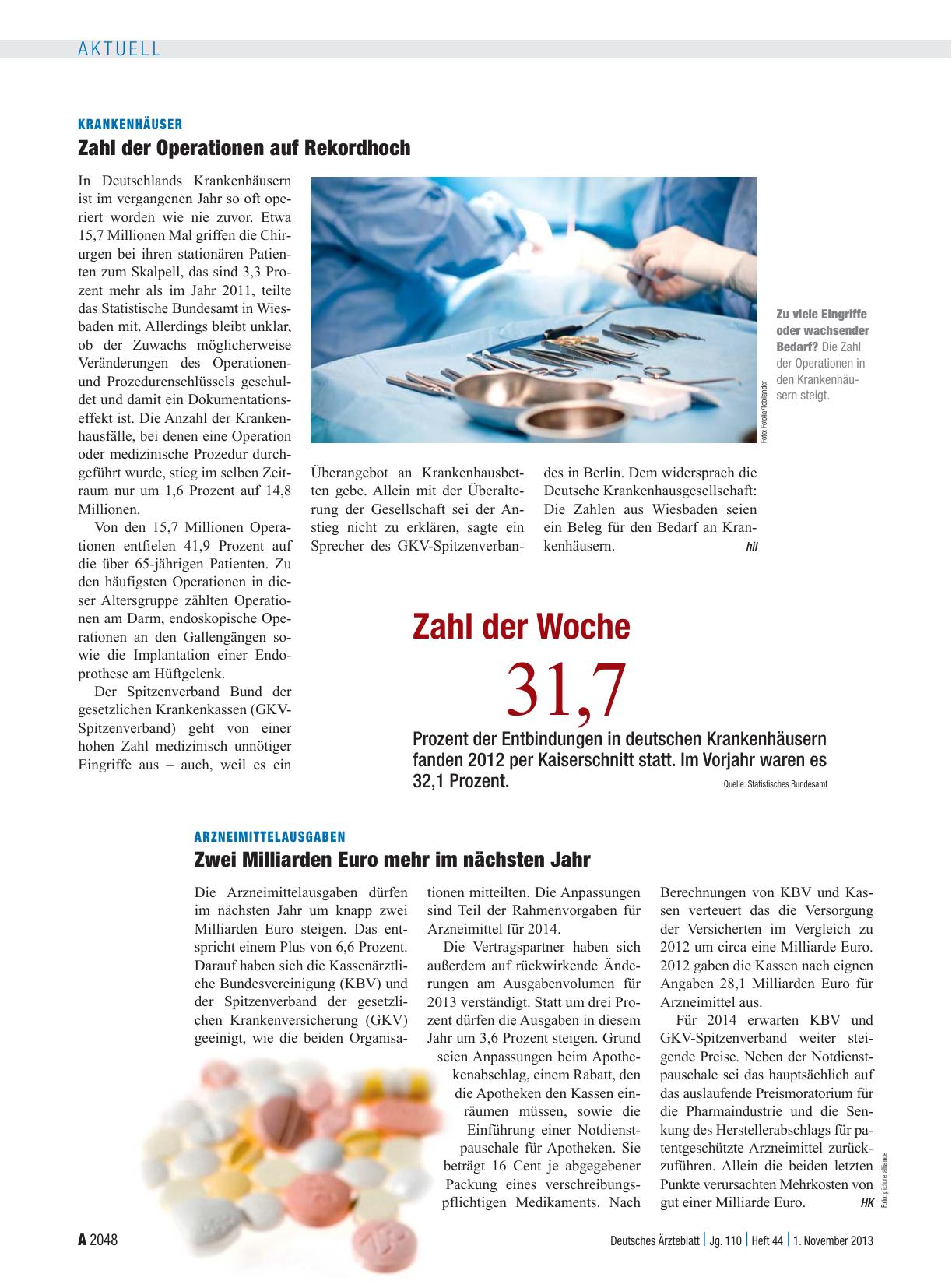 Vorschauseite 1: Krankenhäuser: Zahl der Operationen auf Rekordhoch
