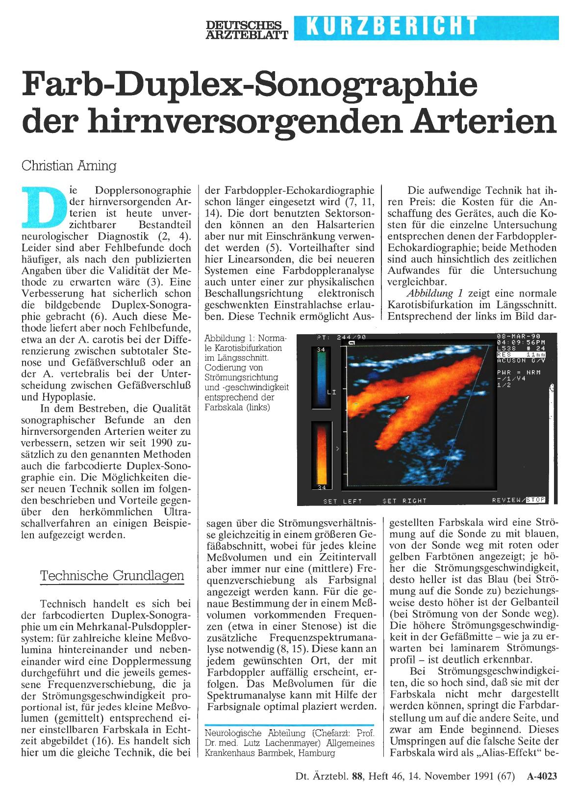 Vorschauseite 1: Farb-Duplex-Sonographie der hirnversorgenden Arterien