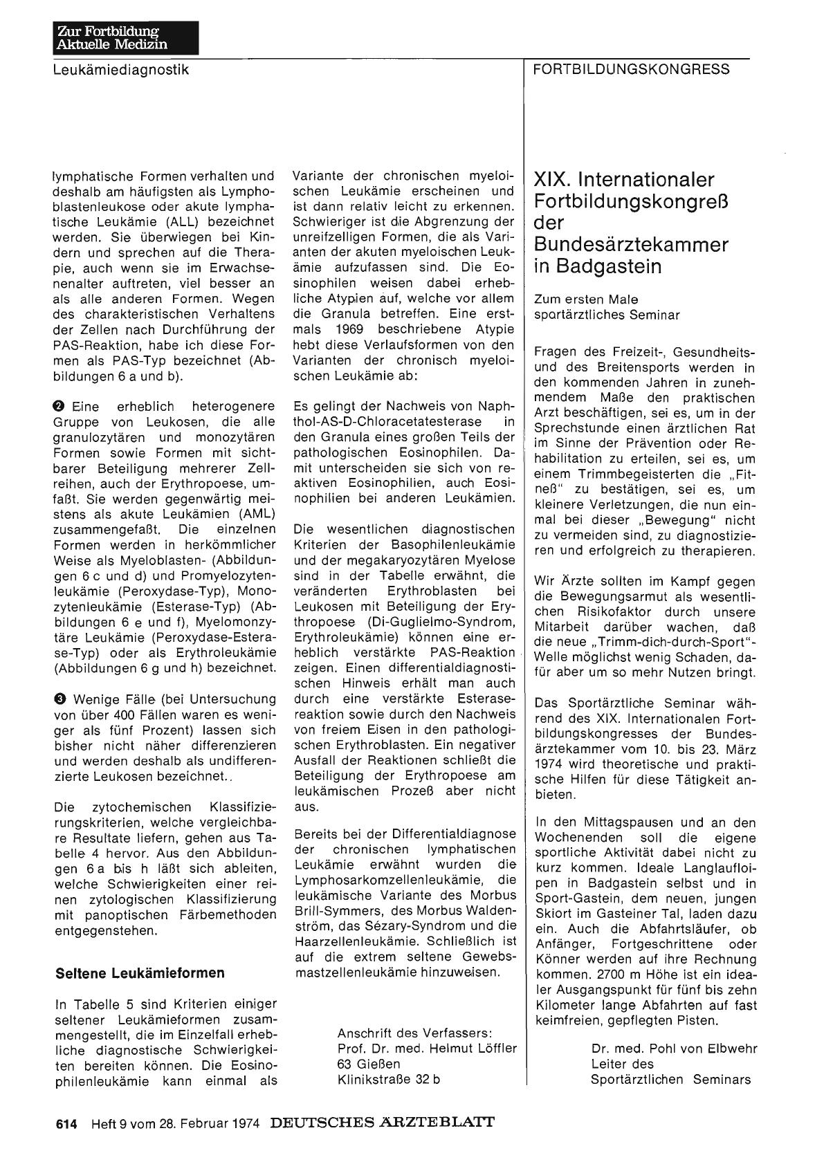Vorschauseite 1: XIX. Internationaler Fortbildungskongreß der Bundesärztekammer in Badgastein