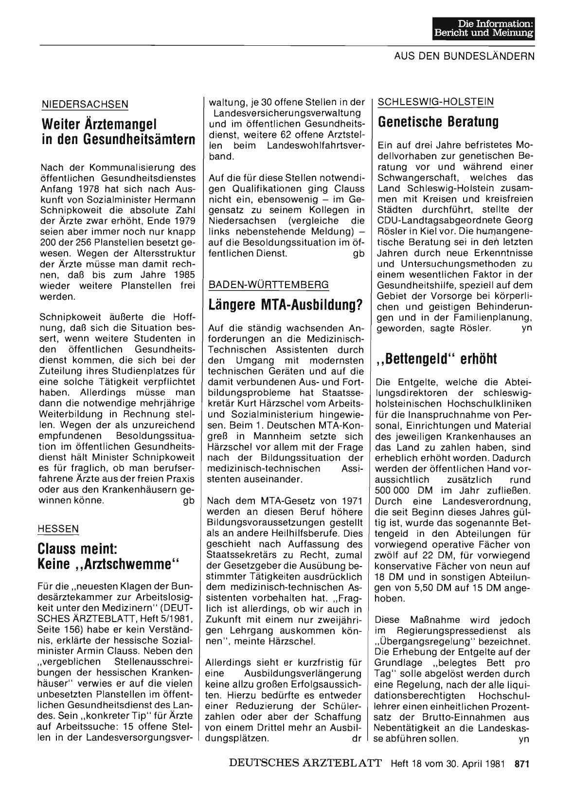 Vorschauseite 1: BADEN-WÜRTTEMBERG: Längere MTA-Ausbildung?