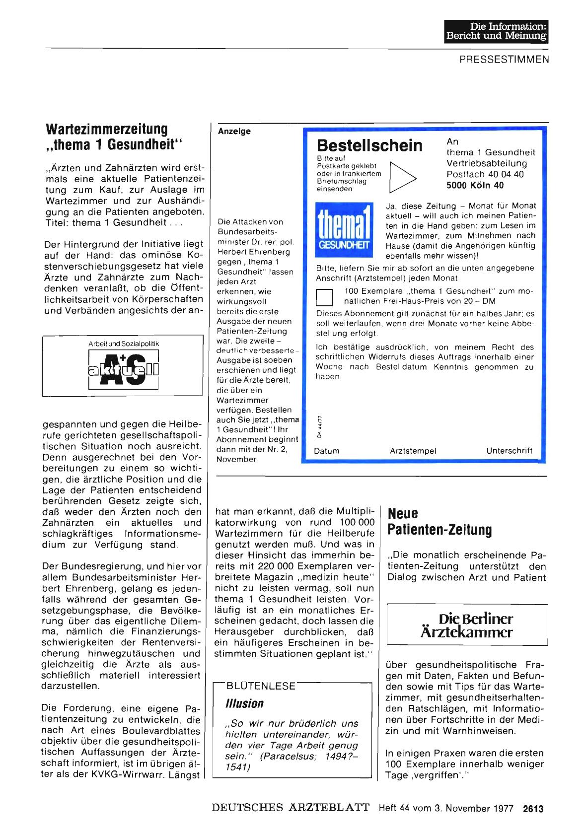 Vorschauseite 1: Neue Patienten-Zeitung