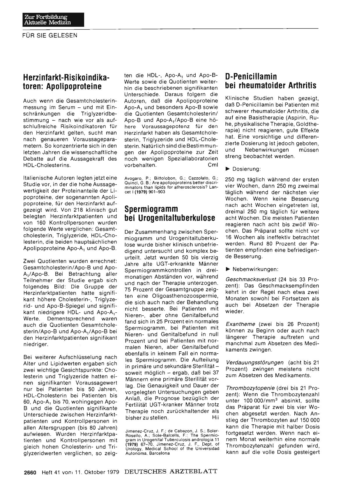 Vorschauseite 1: Herzinfarkt-Risikoindikatoren: Apolipoproteine