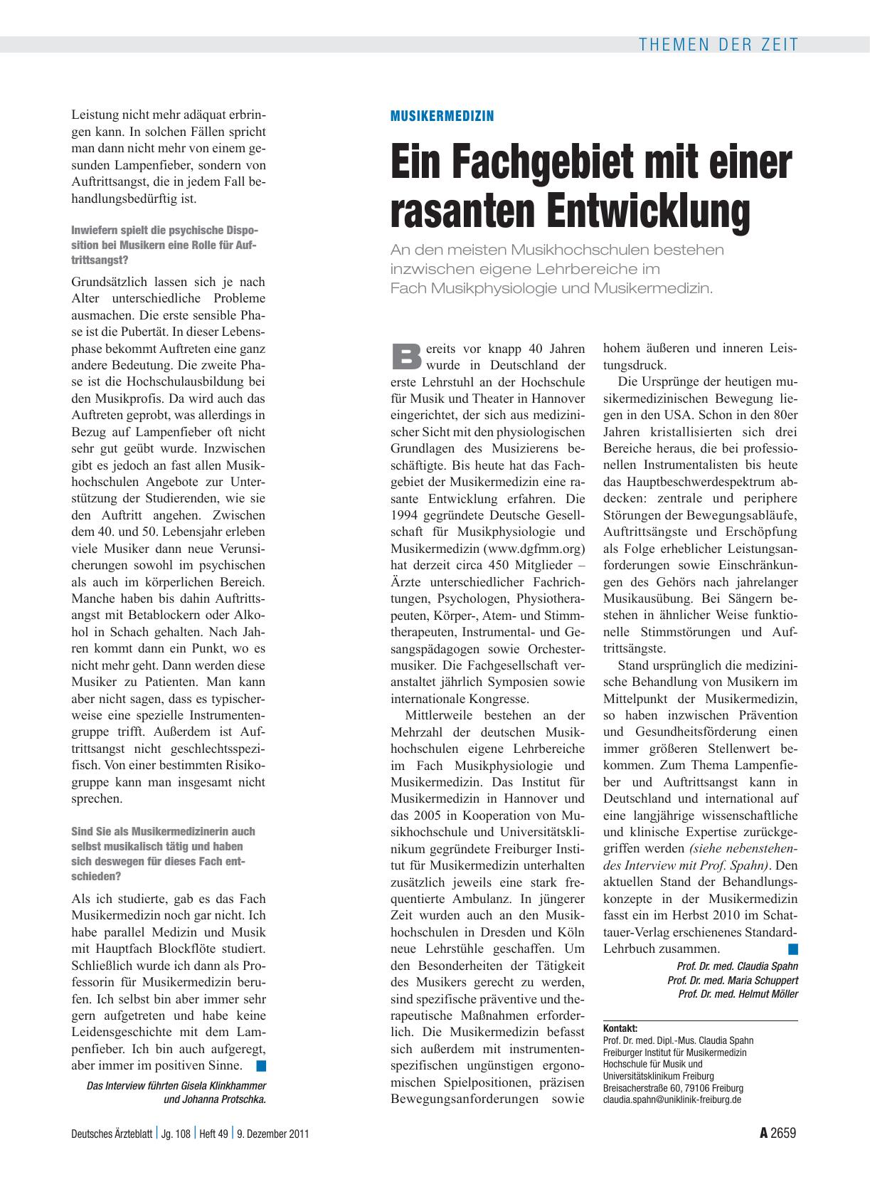Vorschauseite 1: Musikermedizin: Ein Fachgebiet mit einer rasanten Entwicklung