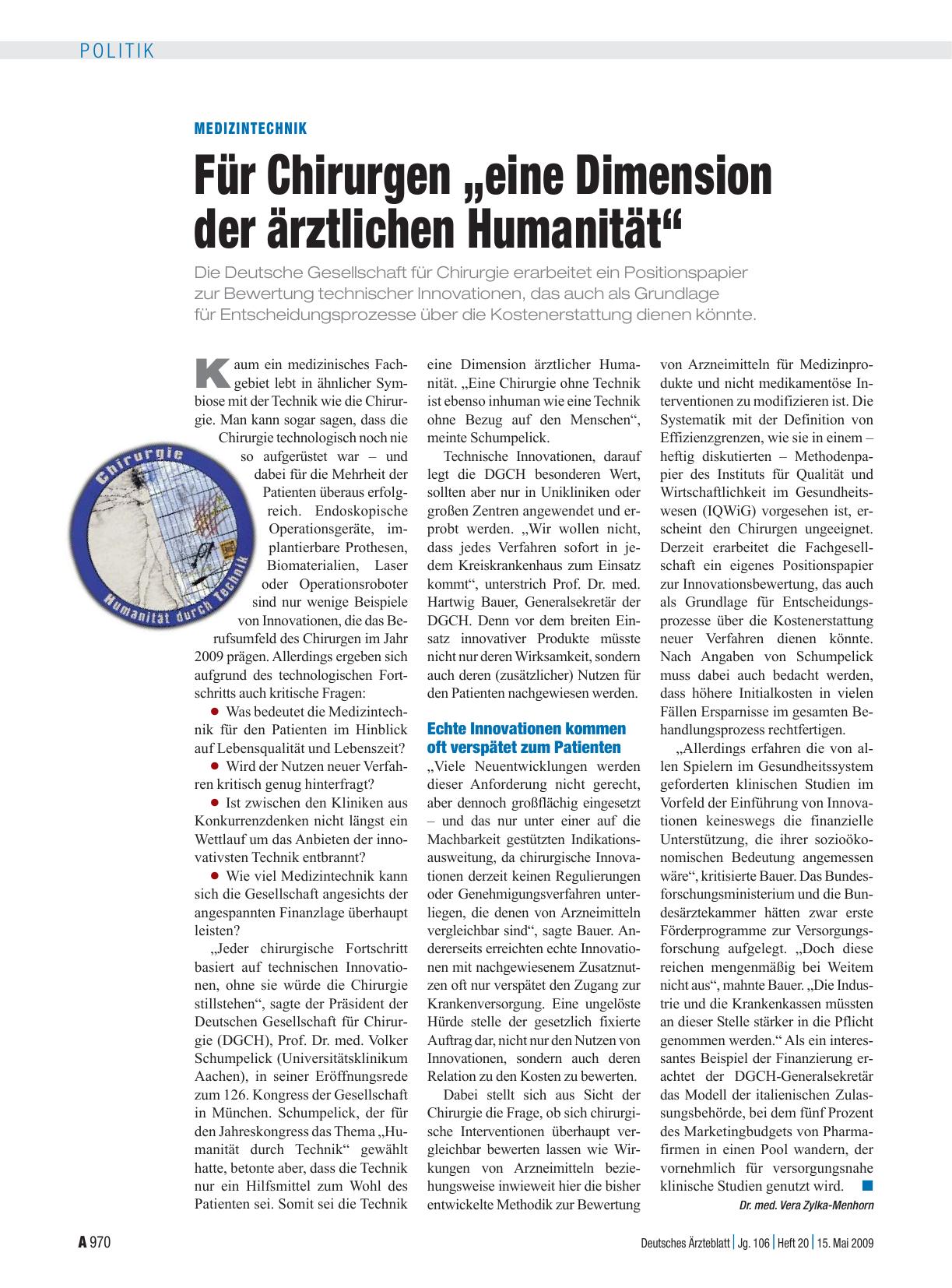 Vorschauseite 1: Medizintechnik: Für Chirurgen „eine Dimension der ärztlichen Humanität“