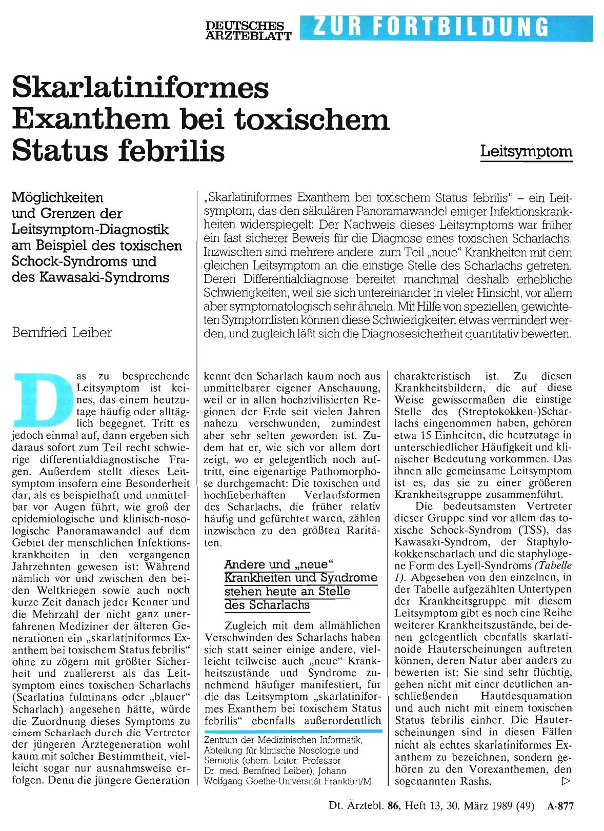 Vorschauseite 1: Skarlatiniformes Exanthem bei toxischem Status febrilis