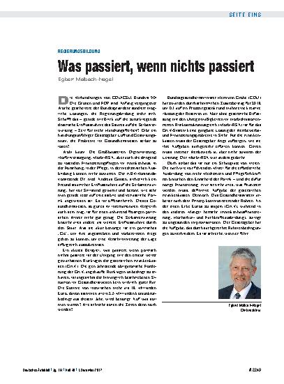 Vorschauseite 1: Regierungsbildung: Was passiert, wenn nichts passiert