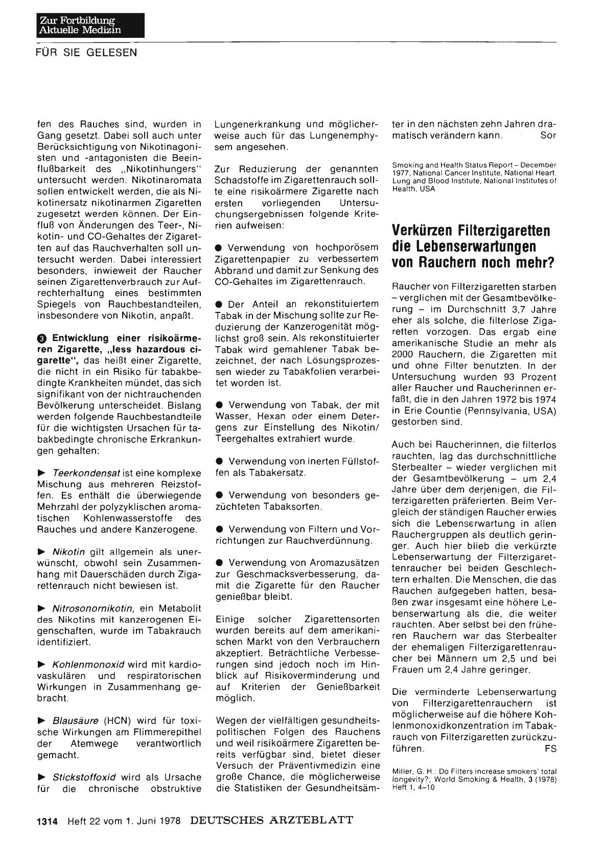 Vorschauseite 1: Verkürzen Filterzigaretten die Lebenserwartungen von Rauchern noch mehr?