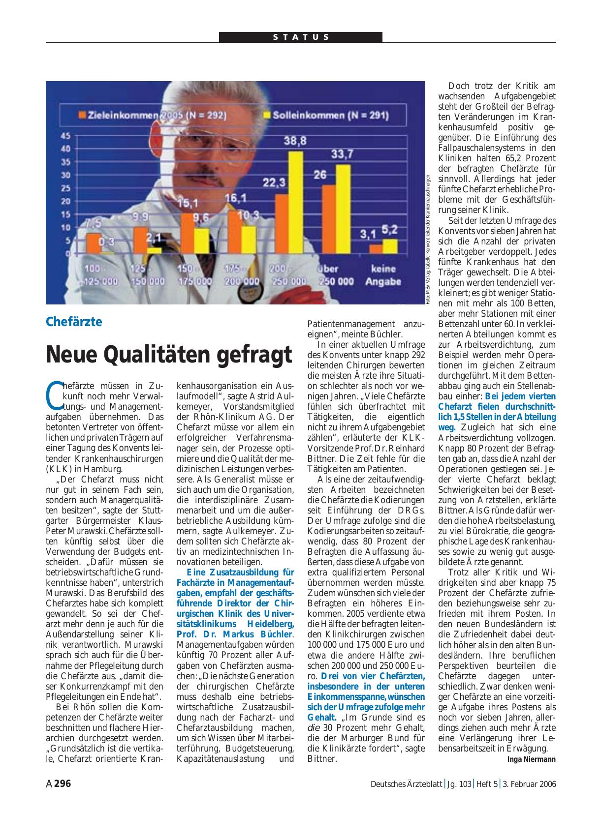 Vorschauseite 1: Chefärzte: Neue Qualitäten gefragt
