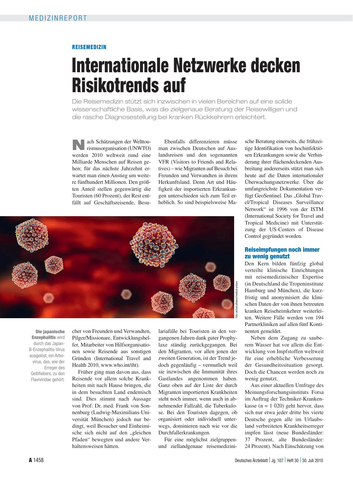 Vorschauseite 1: Reisemedizin: Internationale Netzwerke decken Risikotrends auf