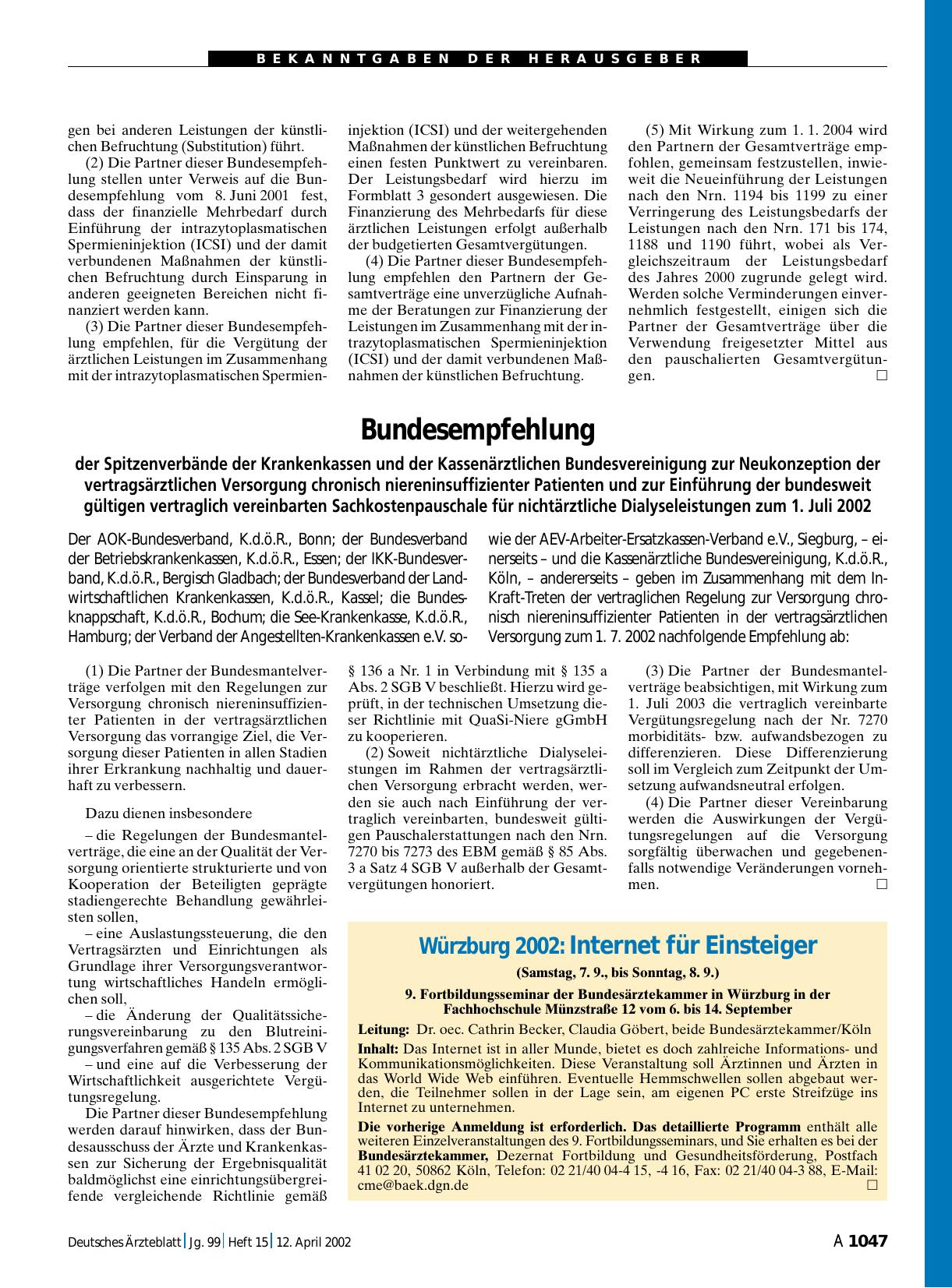 Vorschauseite 1: Bundesempfehlung