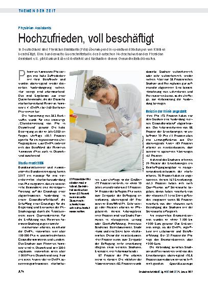 Vorschauseite 1: Physician Assistants: Hochzufrieden, voll beschäftigt