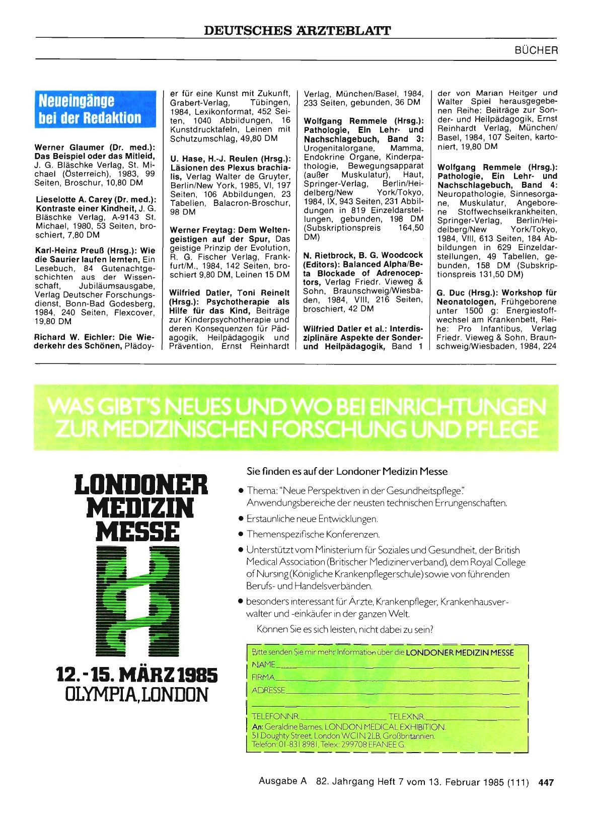 Vorschauseite 1: Neueingänge bei der Redaktion