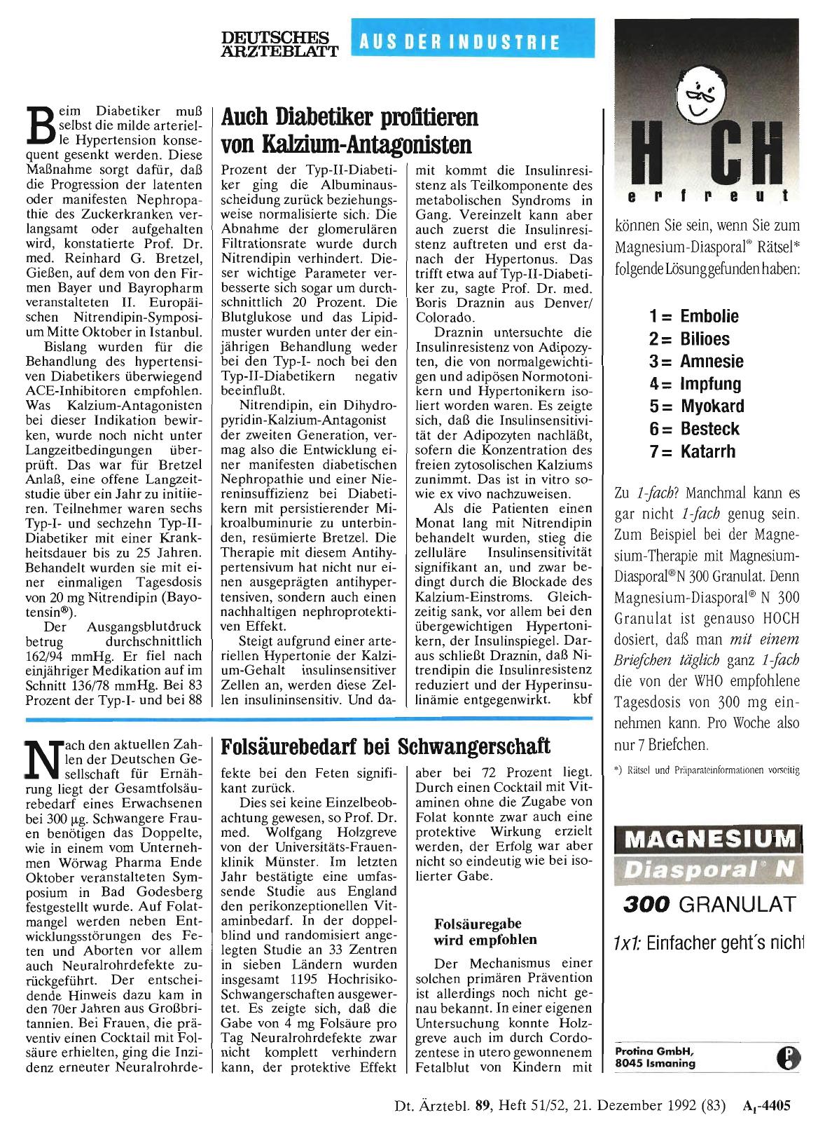 Vorschauseite 1: Auch Diabetiker profitieren von Kalzium-Antagonisten