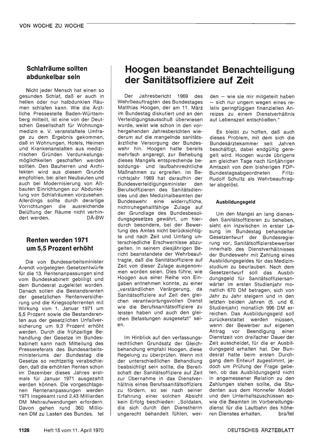 Vorschauseite 1: Renten werden 1971 um 5, 5 Prozent erhöht