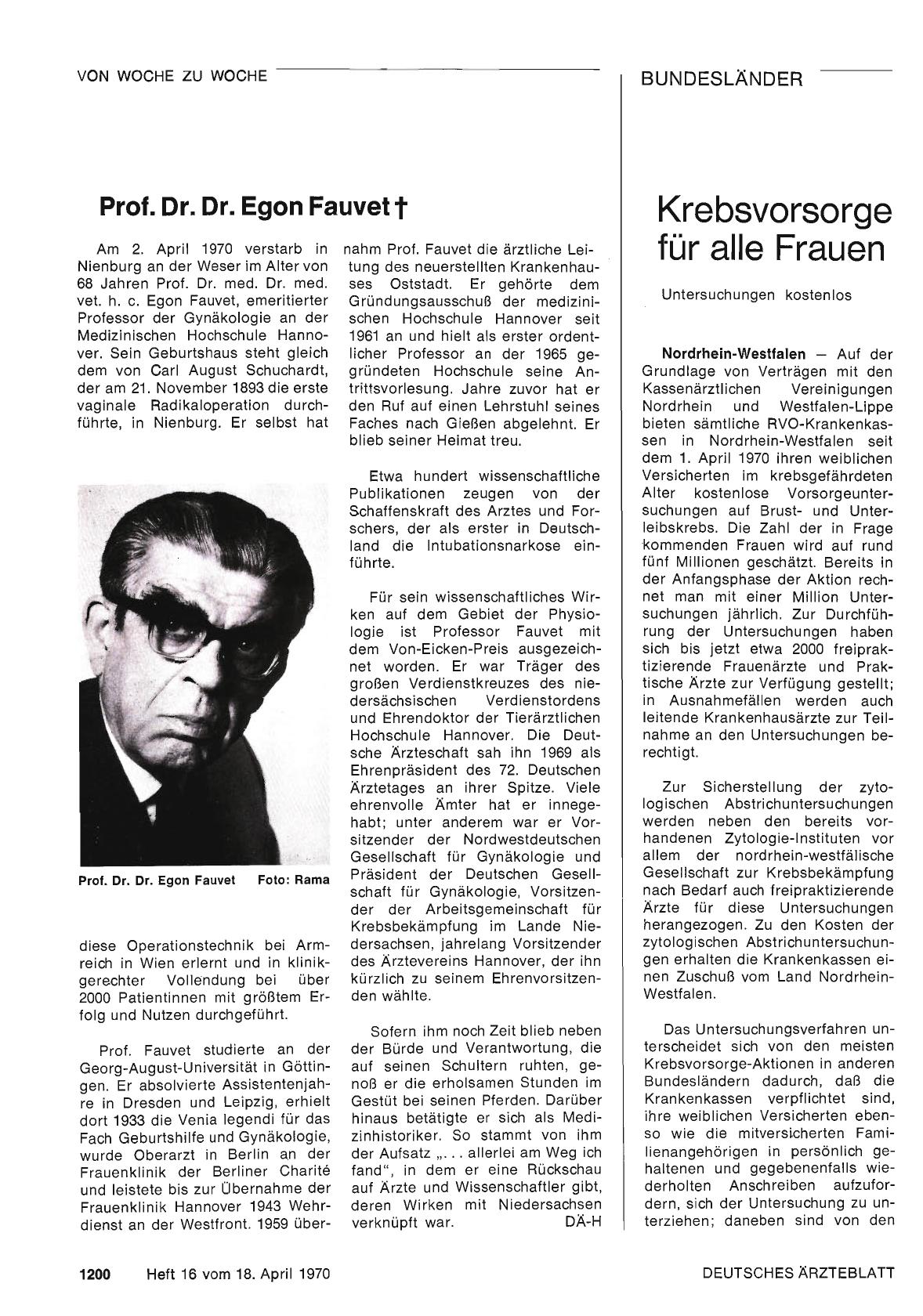 Vorschauseite 1: Krebsvorsorge für alle Frauen