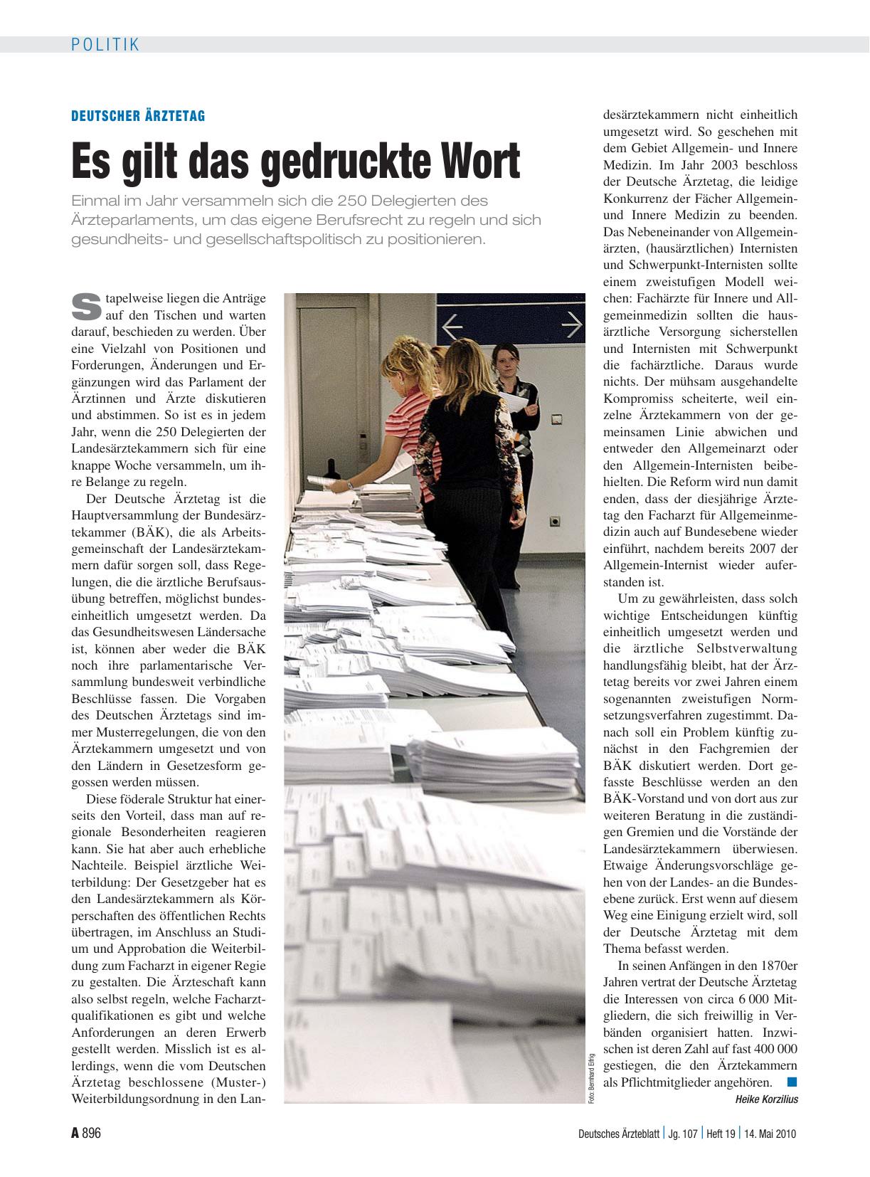 Vorschauseite 1: Deutscher Ärztetag: Es gilt das gedruckte Wort