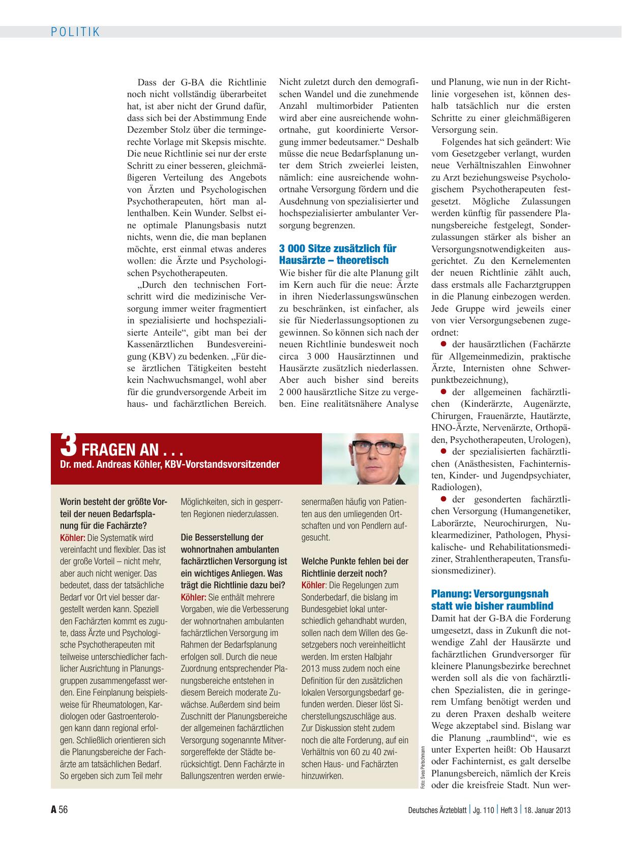 Vorschauseite 2: Neue Bedarfsplanung: Erst eine bessere Verteilung - dann bessere Verhältnisse