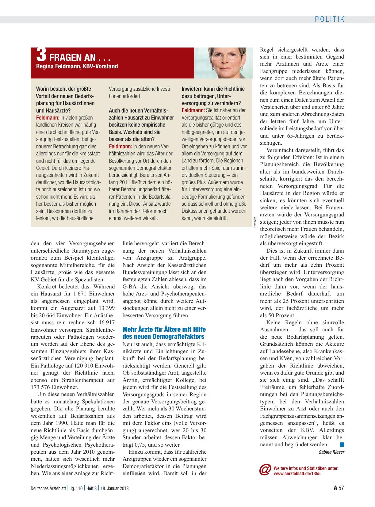 Vorschauseite 3: Neue Bedarfsplanung: Erst eine bessere Verteilung - dann bessere Verhältnisse