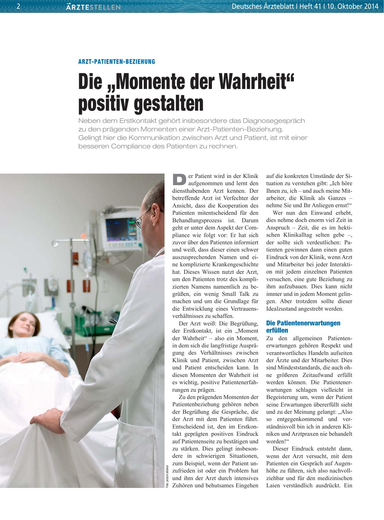 Vorschauseite 1: Arzt-Patienten-Beziehung: Die „Momente der Wahrheit“ positiv gestalten
