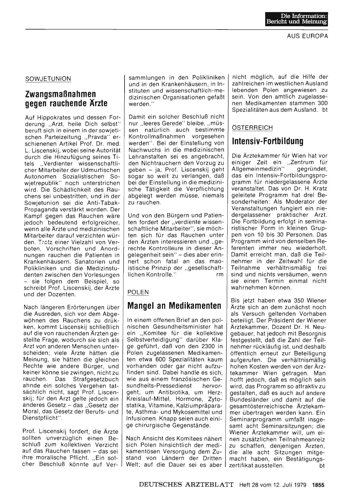 Vorschauseite 1: Mangel an Medikamenten