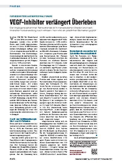 Vorschauseite 1: Fortgeschrittene gastrointestinale Tumore: VEGF-Inhibitor verlängert Überleben
