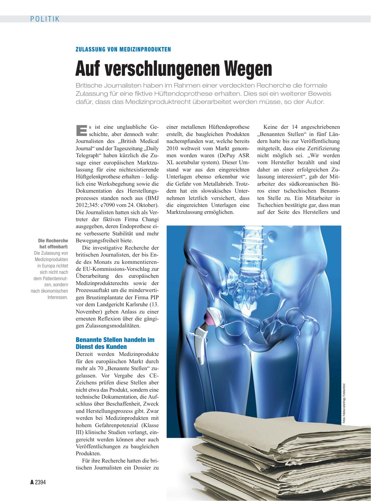 Vorschauseite 1: Zulassung von Medizinprodukten: Auf verschlungenen Wegen