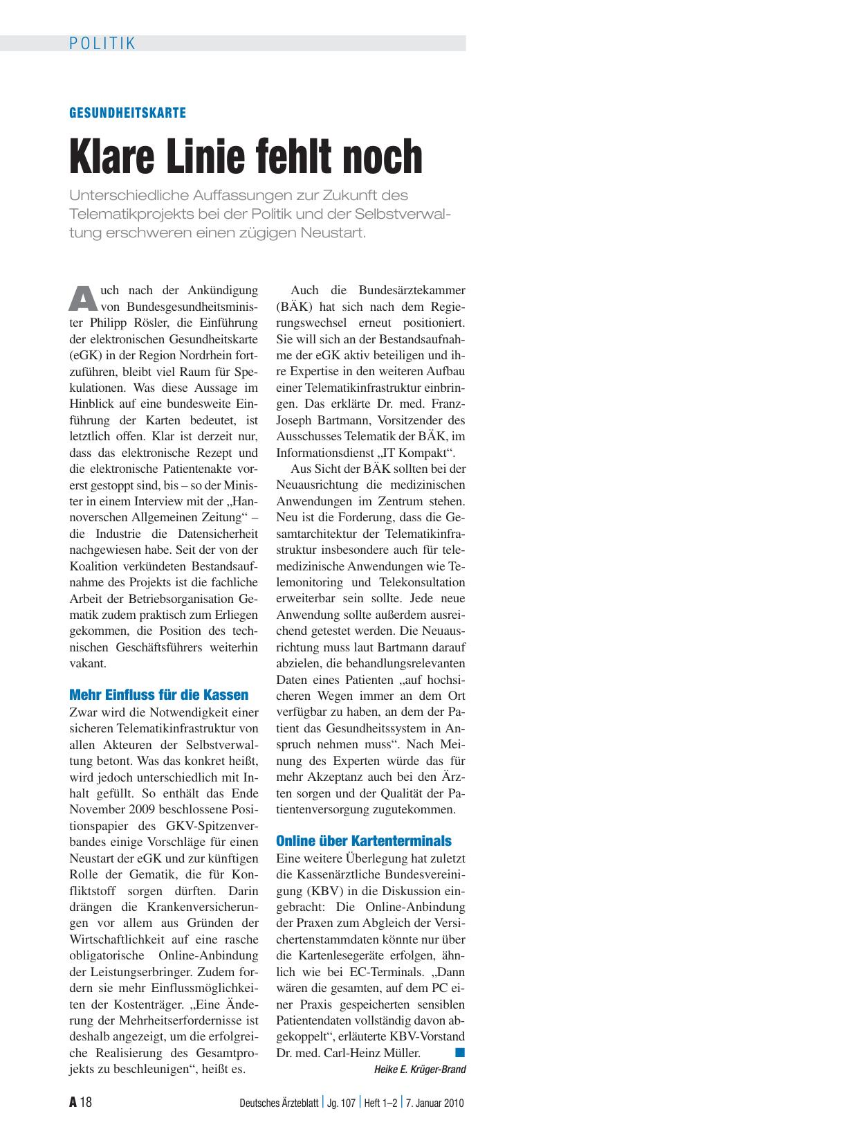Vorschauseite 1: Gesundheitskarte: Klare Linie fehlt noch