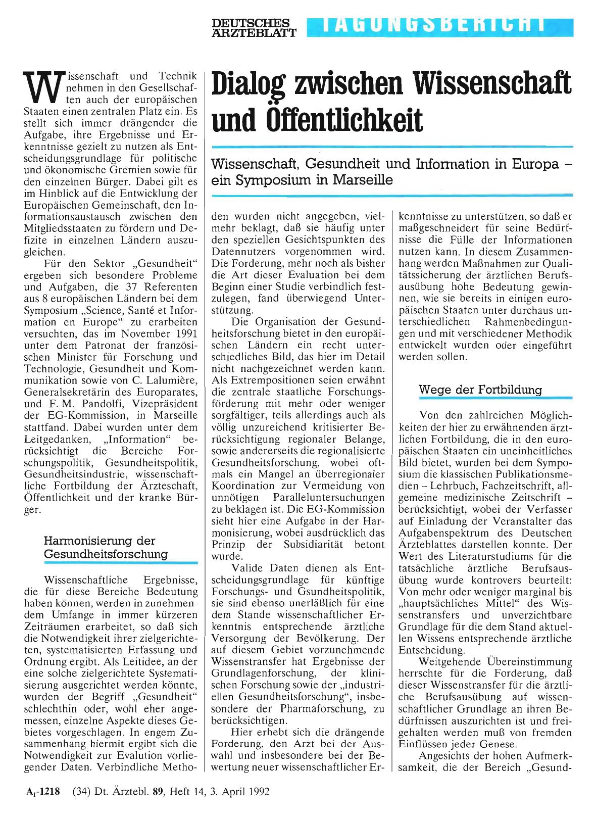 Vorschauseite 1: Dialog zwischen Wissenschaft und Öffentlichkeit