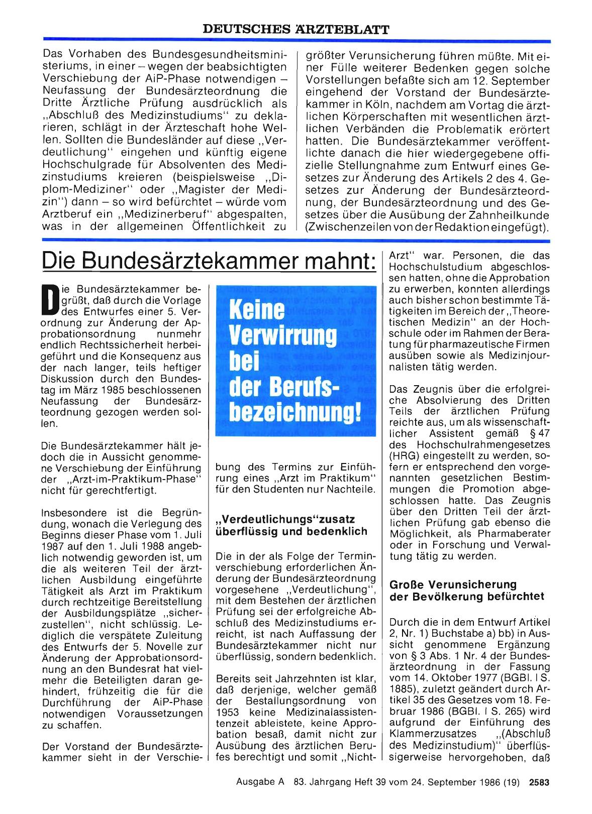 Vorschauseite 1: Die Bundesärztekammer mahnt: Keine Verwirrung bei der Berufsbezeichnung!