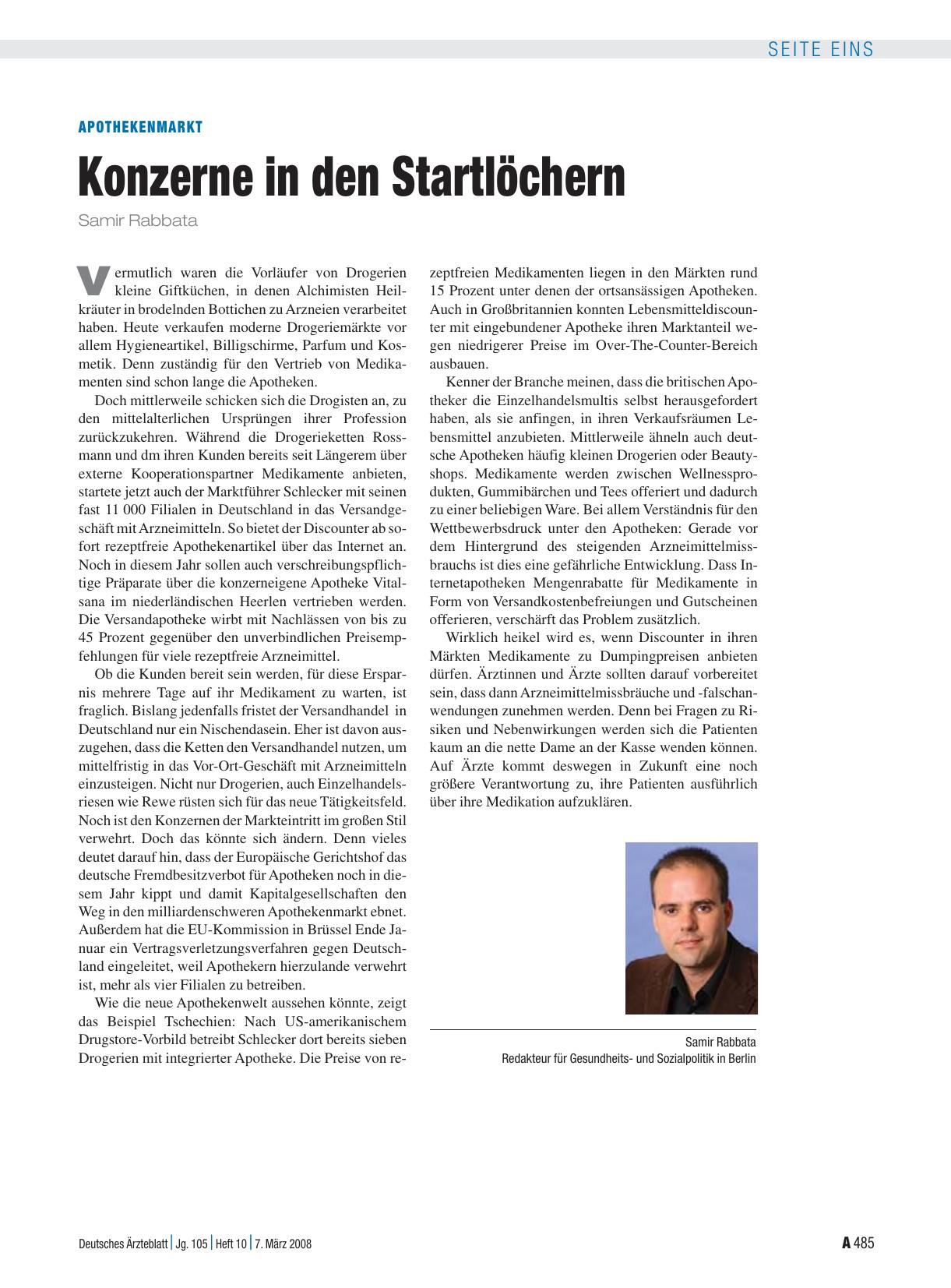 Vorschauseite 1: Apothekenmarkt: Konzerne in den Startlöchern