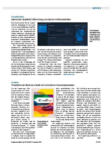 Vorschauseite 1: Gesundheitsdaten: Dashboard visualisiert Entwicklung chronischer Volkskrankheiten